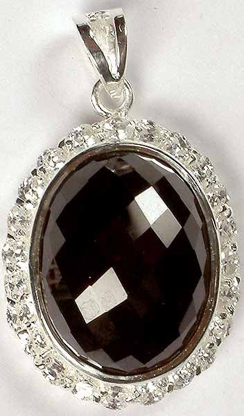 exotic india Oval Faceted Zircon Pendant