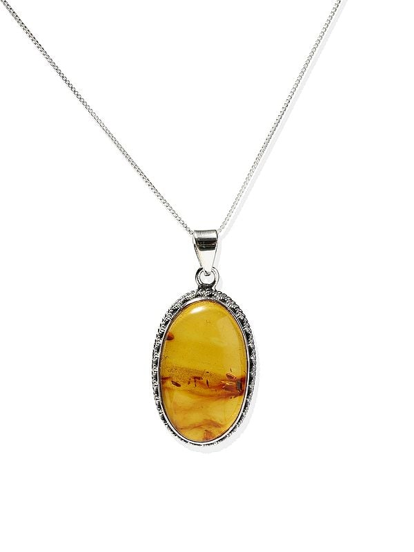 exotic india Oval Shape Amber Gemstone Pendant 