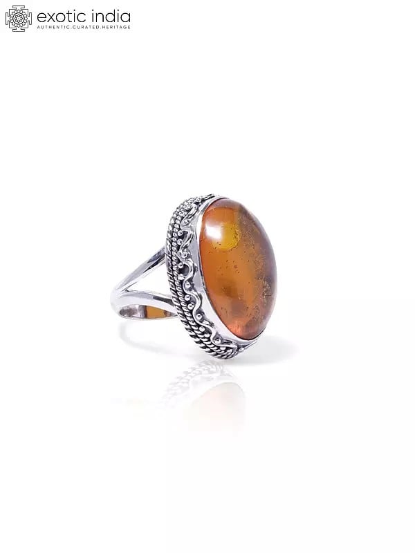 Exotic India Oval Shape Amber Ring 