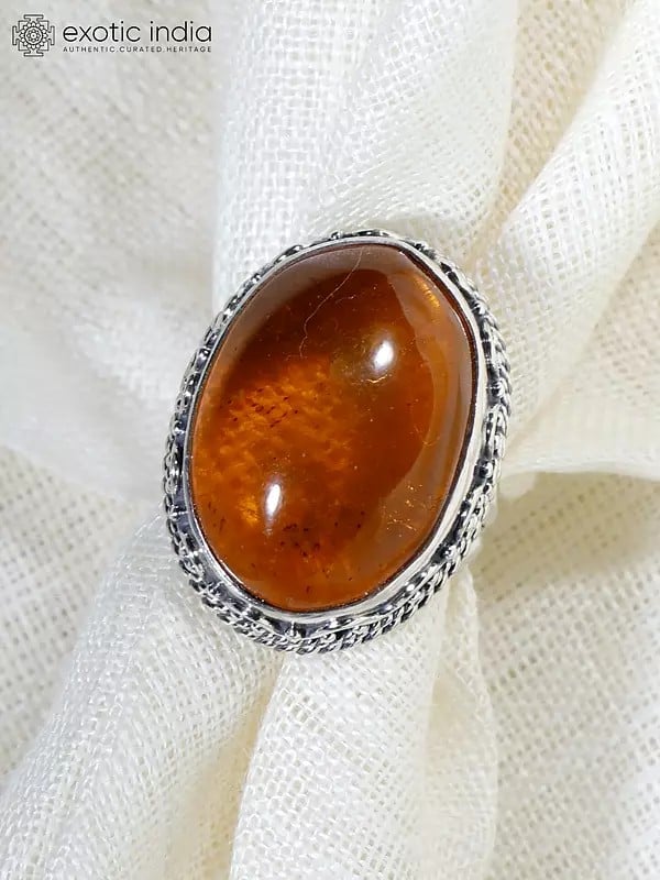 Exotic India Oval Shape Amber Ring 