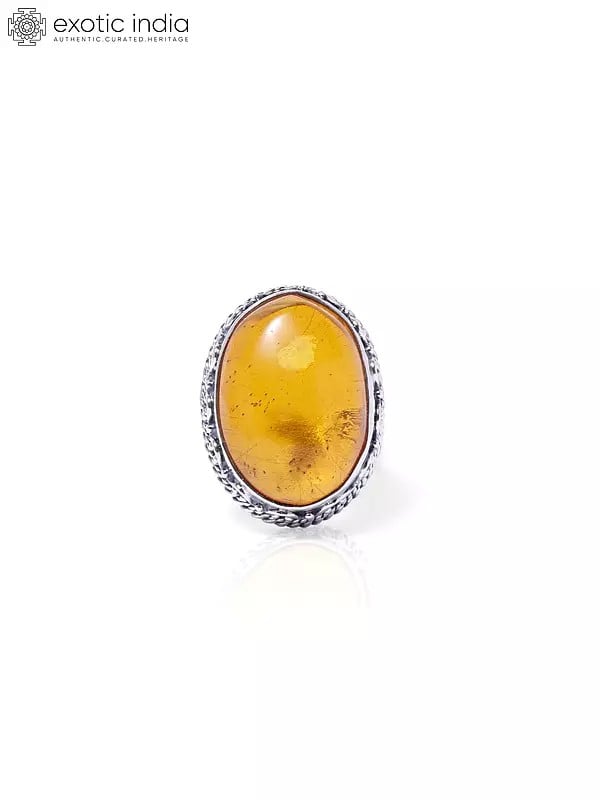 exotic india Oval Shape Amber Ring 