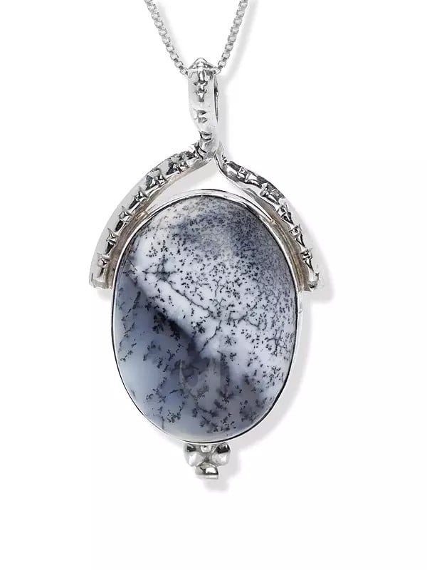 Exotic India Oval Shape Dendrite Opal Pendant 