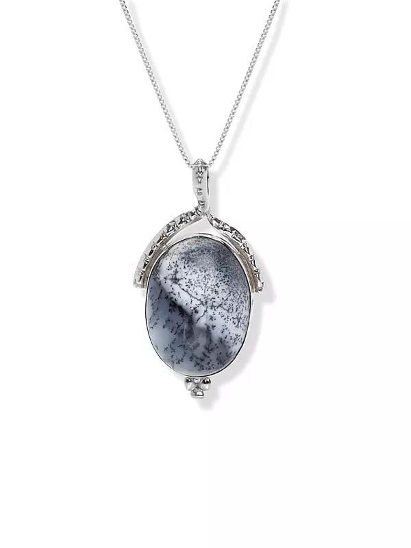 exotic india Oval Shape Dendrite Opal Pendant 
