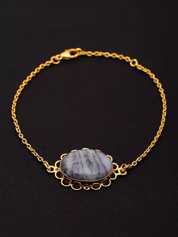 Exotic India Oval Shape Dendritic Opal Bracelet 