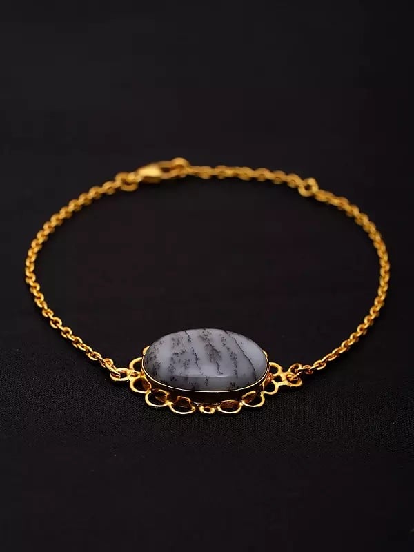 Exotic India Oval Shape Dendritic Opal Bracelet 