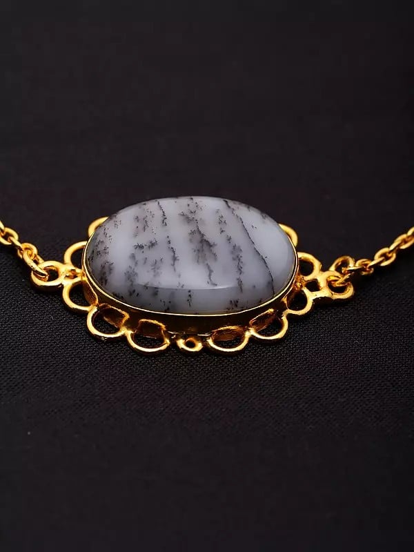Exotic India Oval Shape Dendritic Opal Bracelet 