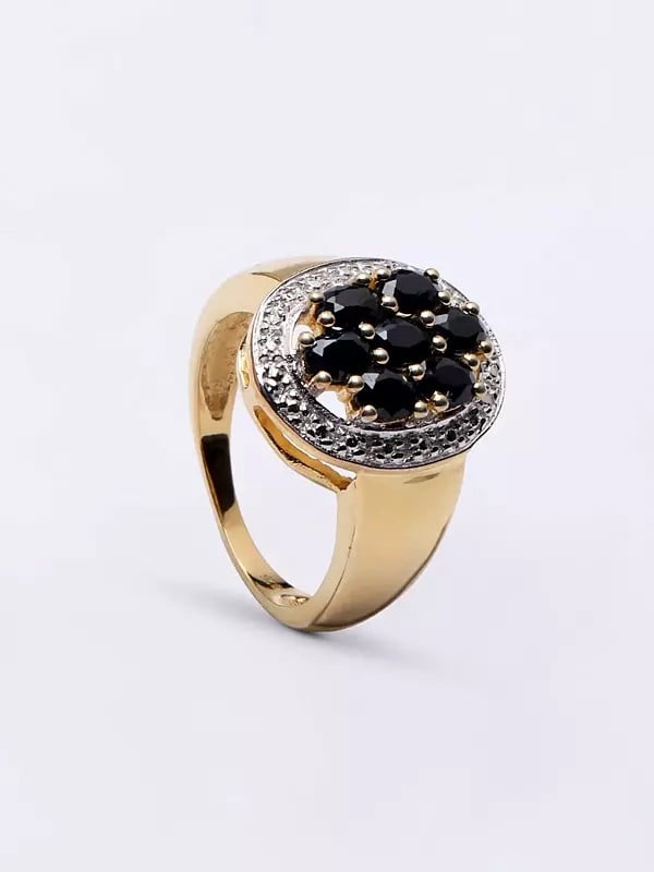 exotic india Oval Shape Faceted Black Onyx Ring 