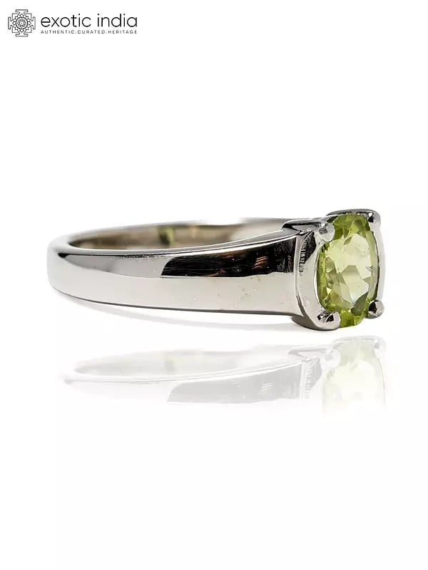 Exotic India Oval Shape Faceted Peridot Ring 