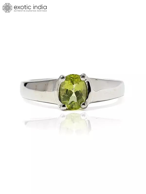 exotic india Oval Shape Faceted Peridot Ring 