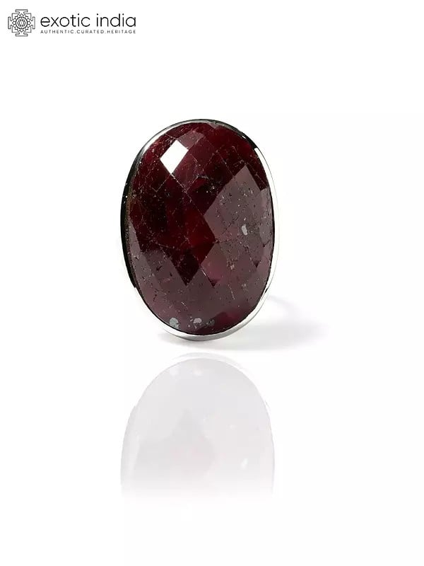 Exotic India Oval Shape Faceted Ruby Ring 