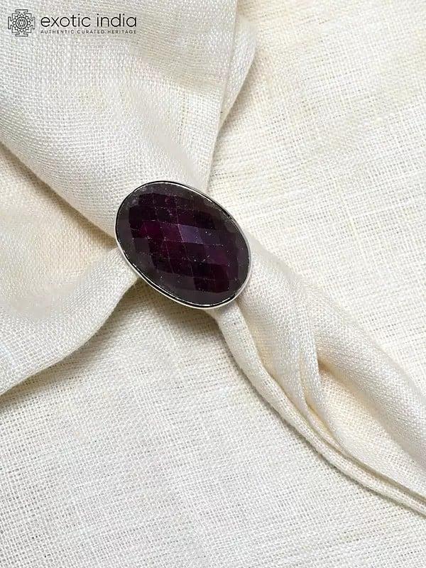 Exotic India Oval Shape Faceted Ruby Ring 