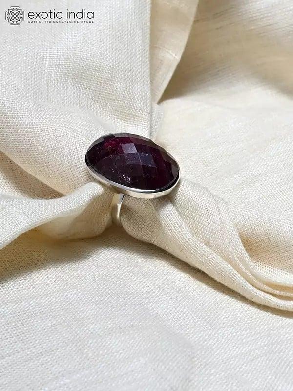 Exotic India Oval Shape Faceted Ruby Ring 