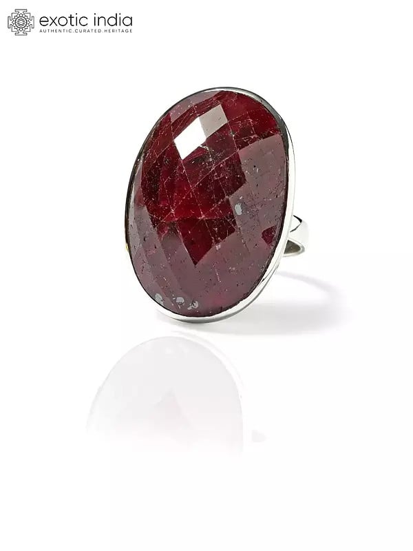 exotic india Oval Shape Faceted Ruby Ring 