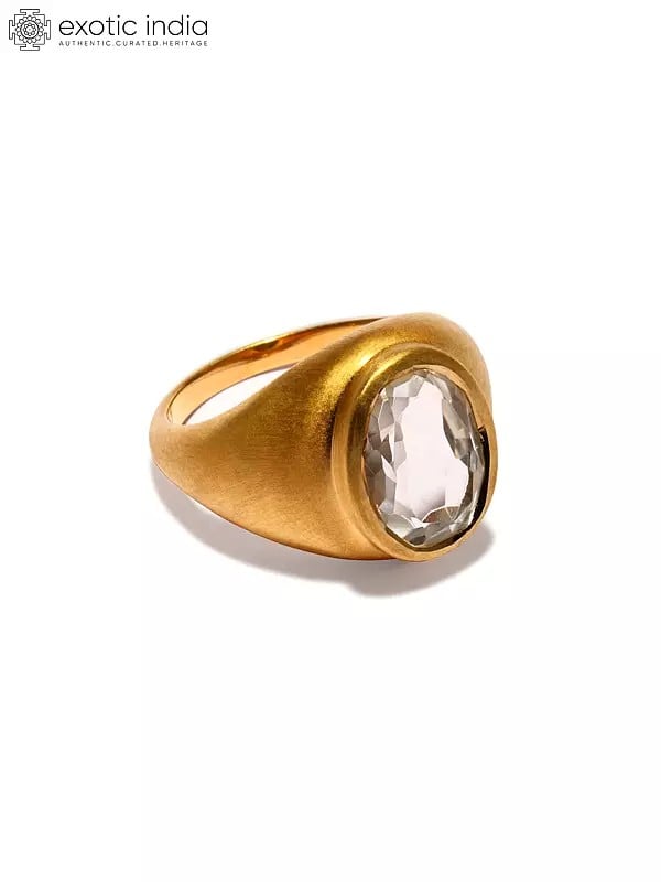 exotic india Oval Shape Faceted White Topaz Ring 