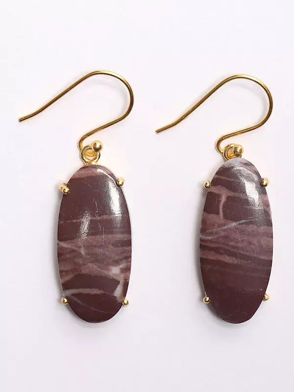 Exotic India Oval Shape Kona Jasper Hook Earrings