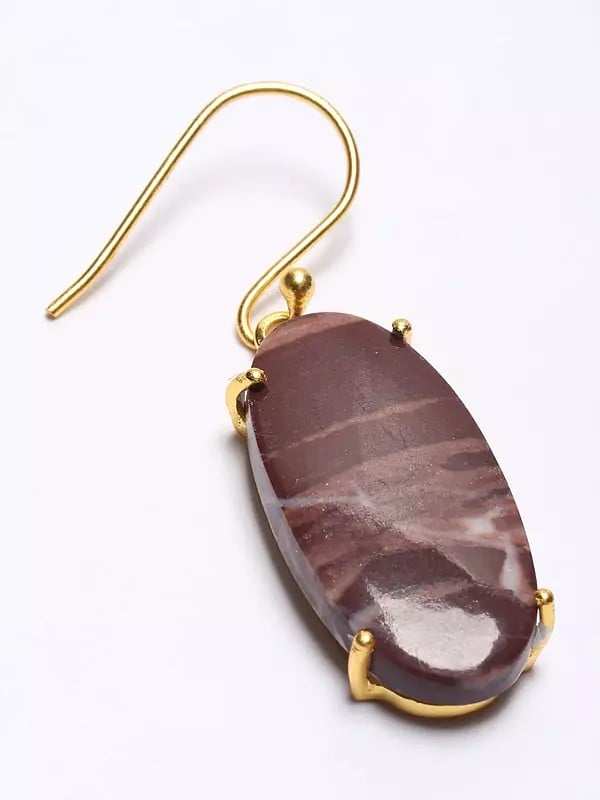 Exotic India Oval Shape Kona Jasper Hook Earrings