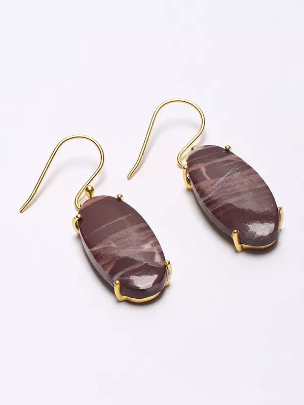 exotic india Oval Shape Kona Jasper Hook Earrings