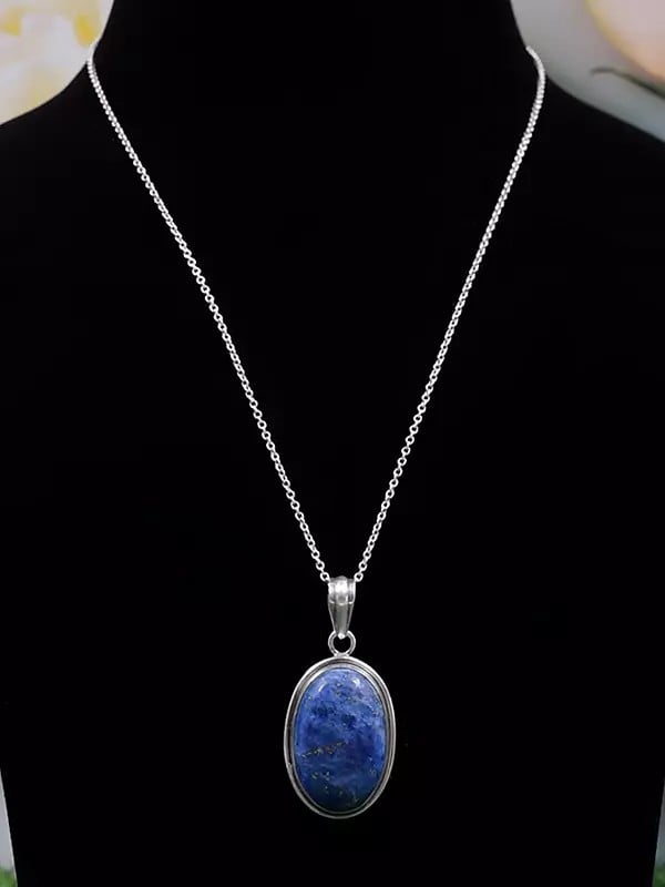 Exotic India Oval Shape Lapis Lazuli Pendant