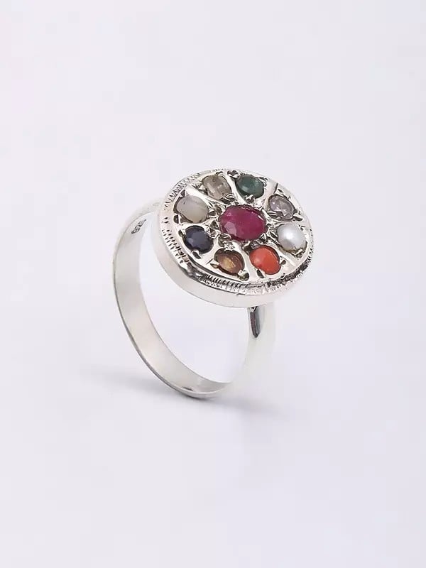 Exotic India Oval Shape Navaratna Ring 