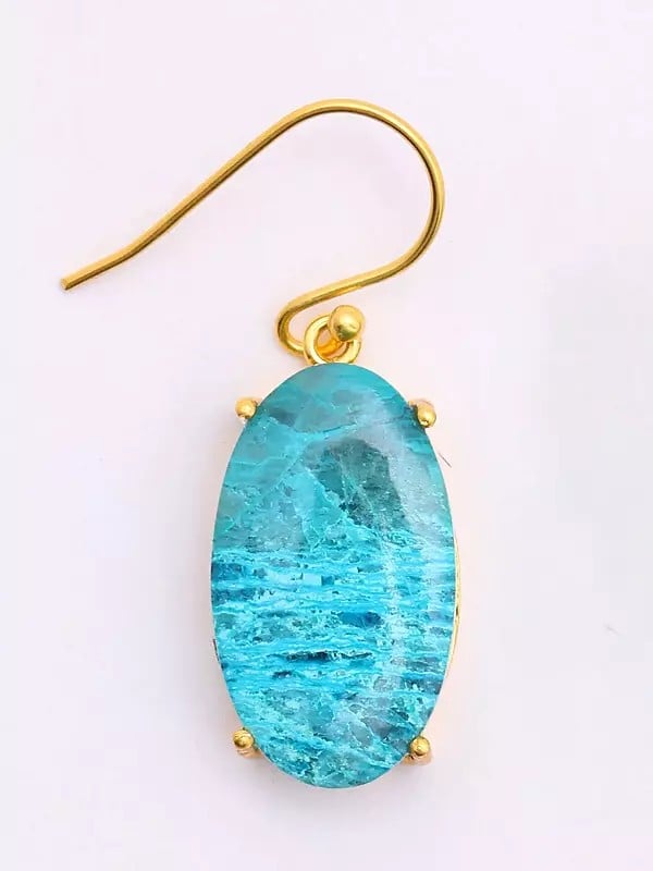 Exotic India Oval Shaped Chrysocolla Earrings 