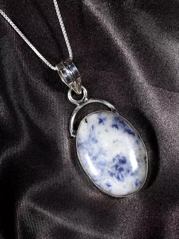 Exotic India Oval Sodalite Gemstone Pendant