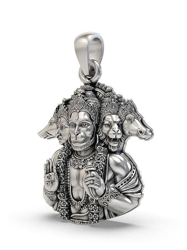 Exotic India Panchamukhi Lord Hanuman Bust Pendant