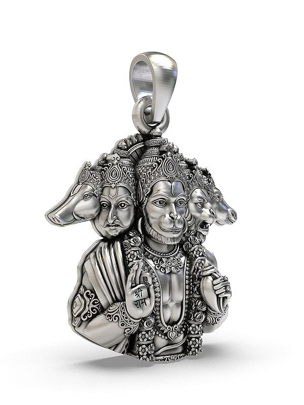 Exotic India Panchamukhi Lord Hanuman Bust Pendant