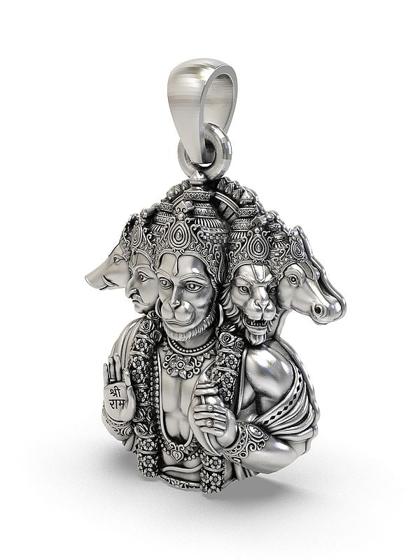 Exotic India Panchamukhi Lord Hanuman Bust Pendant