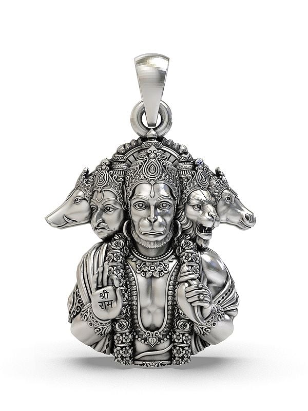 exotic india Panchamukhi Lord Hanuman Bust Pendant 