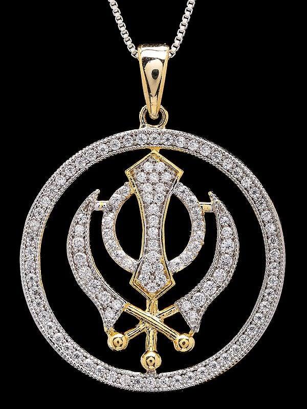 Exotic India Panjabi Khalsa Khanda Brass Pendant 