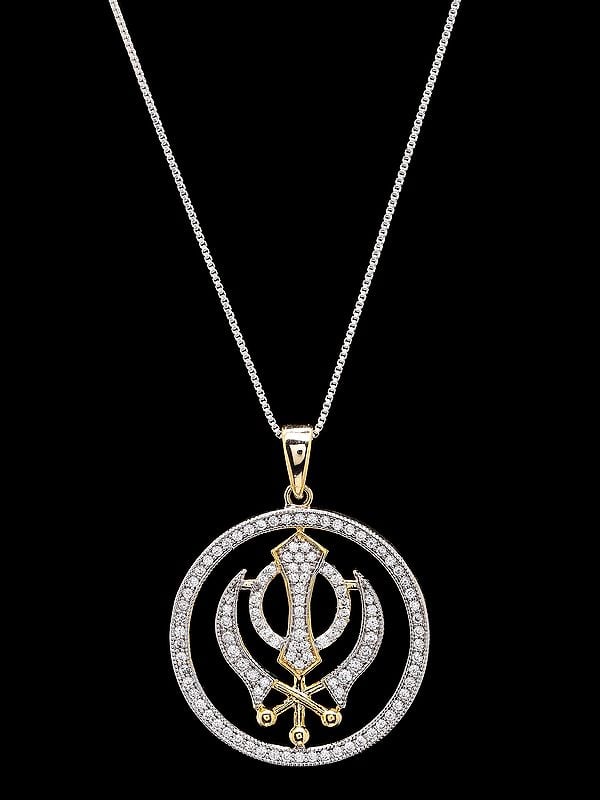 exotic india Panjabi Khalsa Khanda Brass Pendant 