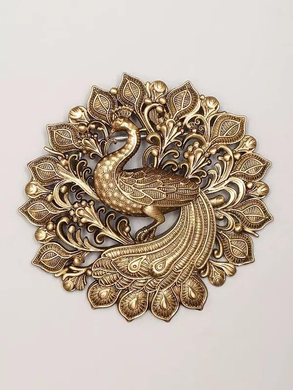 exotic india Peacock Brass Brooch 