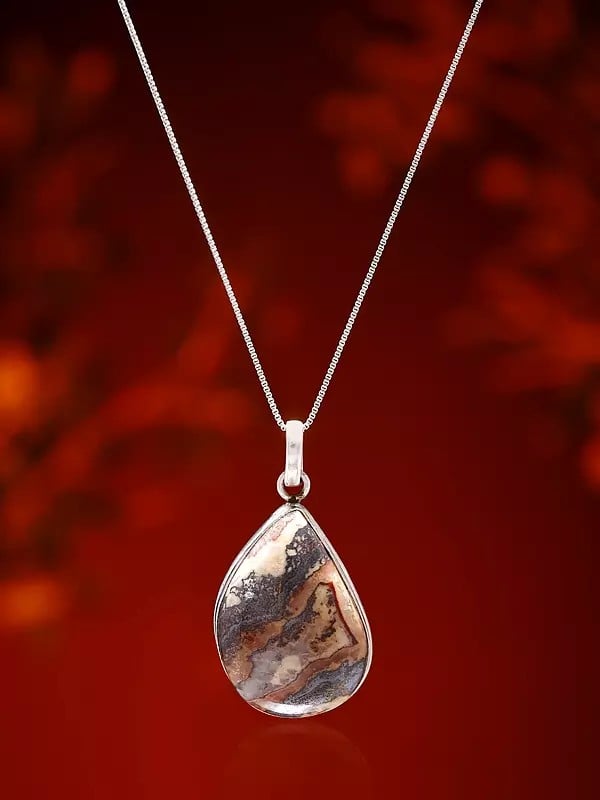 Exotic India Pear Shape Jasper Pendant 