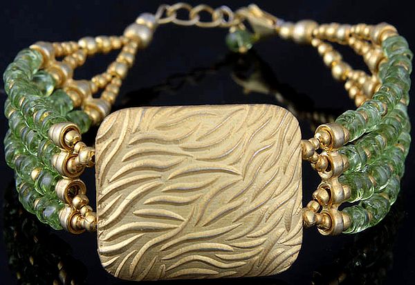 exotic india Peridot Gold Plated Bracelet 