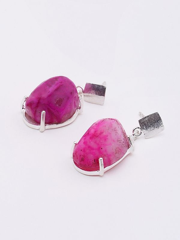 Exotic India Pink Solar Druzy Dangle Earrings