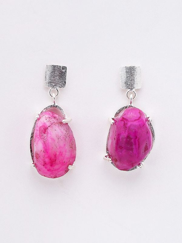 exotic india Pink Solar Druzy Dangle Earrings