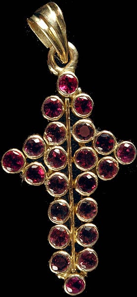 exotic india Pink Tourmaline Cross Pendant 