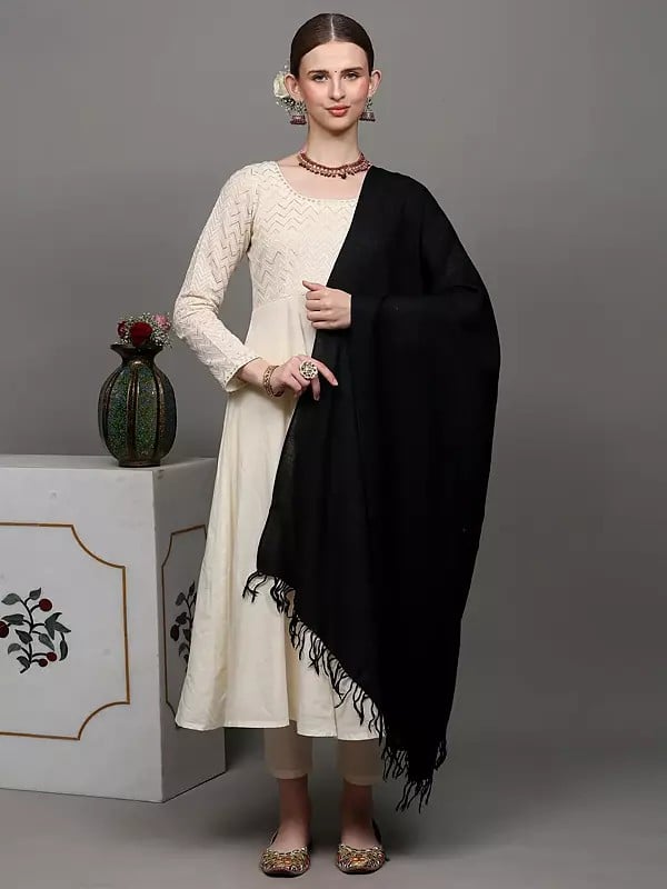 Exotic India Plain Tusha Stole From Kashmir 