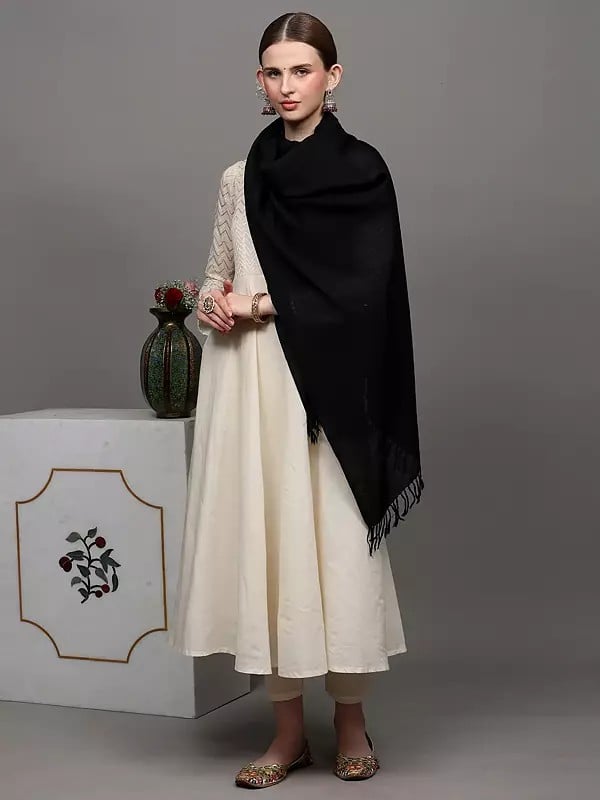Exotic India Plain Tusha Stole From Kashmir 