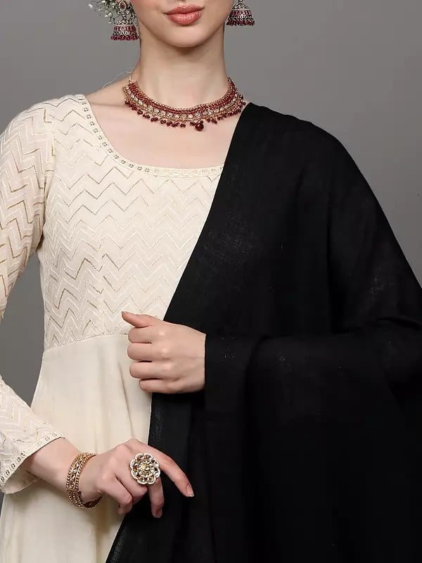 Exotic India Plain Tusha Stole From Kashmir 