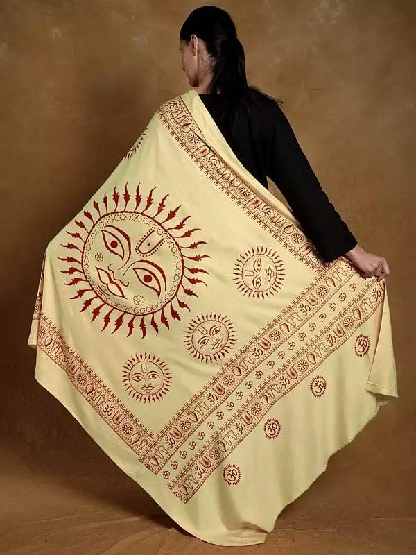 Exotic India Printed Surya (Sun God) Prayer Shawl