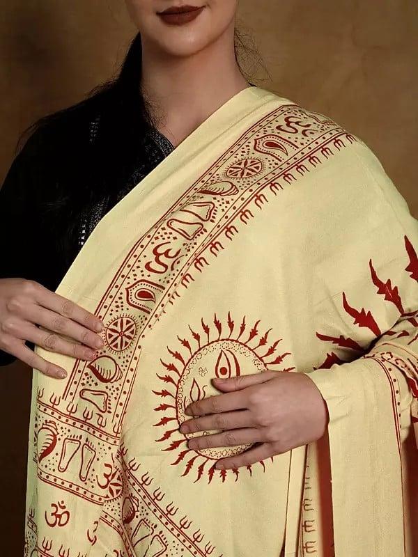 Exotic India Printed Surya (Sun God) Prayer Shawl