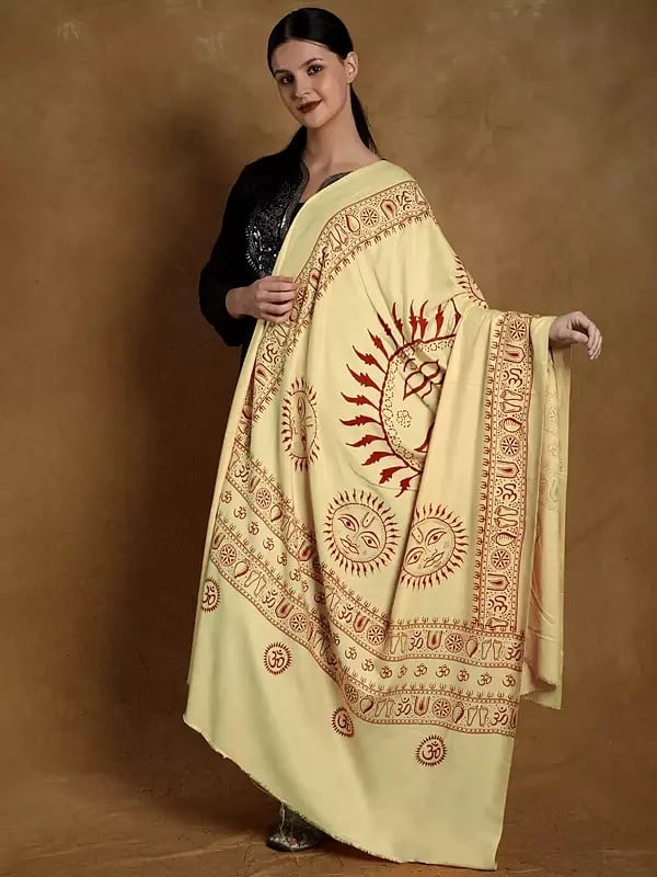 exotic india Printed Surya (Sun God) Prayer Shawl 