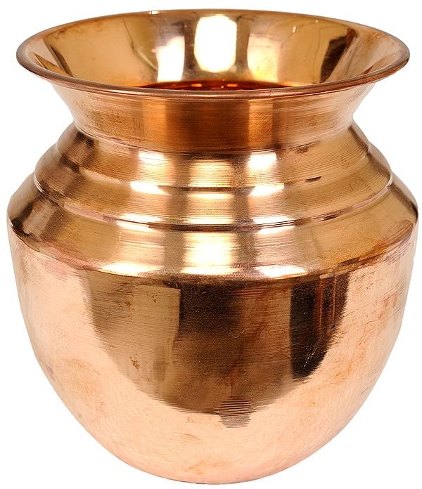 exotic india Puja Kalash in Copper 