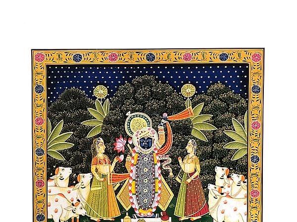 Exotic India Puja Of Lord Shrinathji | Pichhwai Art 