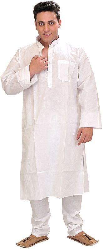 Exotic India Pure White Kurta Pajama 