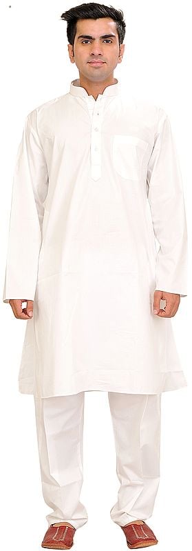 exotic india Pure White Kurta Pajama