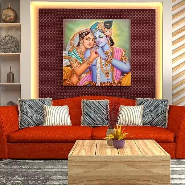 Exotic India Radha Krishna Oil Painting On Canvas