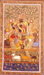 exotic india Radha Krishna -paata on tussar silk