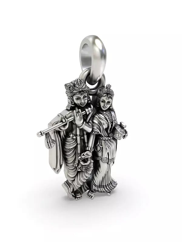 Exotic India Radha Krishna Sterling Silver Pendant